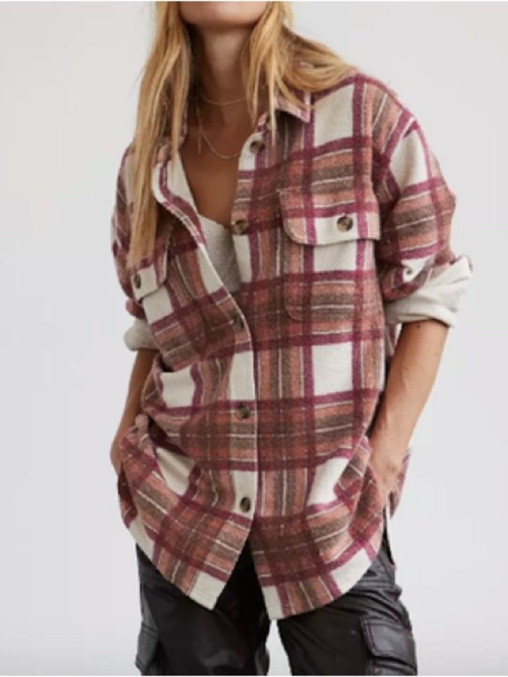American Eagle Oversized Plaid Fleece & Love Shacket
